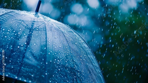 umbrella under rain against with water drops background
