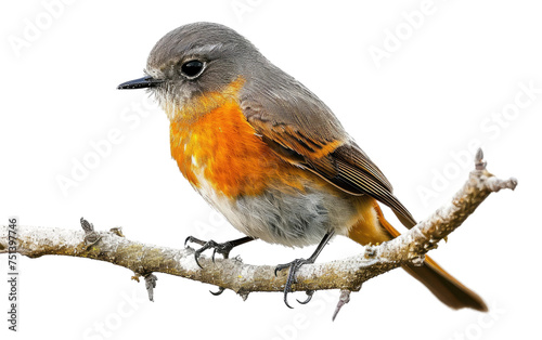 Perched Redstart on Branch isolated on transparent Background