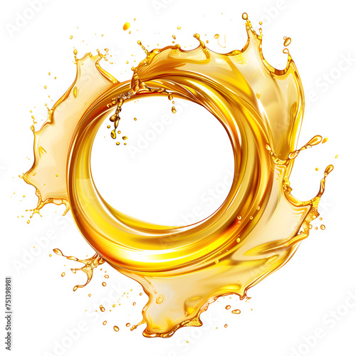 Yellow beer, oil or juice splash. Realistic liquid beverage swirl isolated on white background