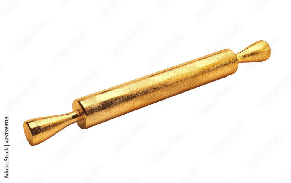 Golden Rolling Pin: A Shimmering Culinary Tool isolated on transparent Background