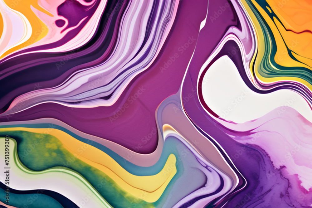 Fototapeta premium Closeup of abstract watercolor paint background texture with liquid fluid marbled paper texture banner texture. Generative AI (생성형 AI)