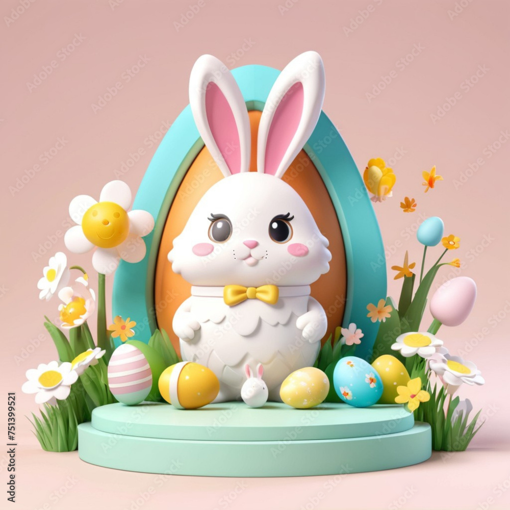 Obraz premium photo of a easter bunny with easter eggs background