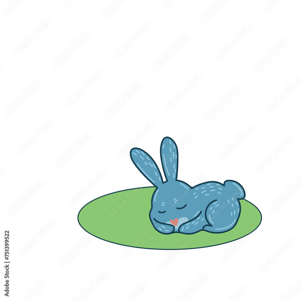 Easter Rabbit Mascot Icon. Cute Funny Easter Traditionat Egg Hunter Symbol Bunny Rabbit Doodle Illustration