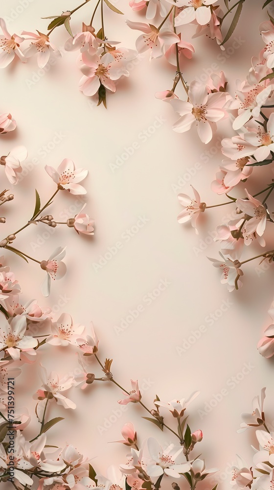 Minimalist Cherry Blossom Background with Place for Text, To provide a high-quality, stylish and versatile cherry blossom background for various