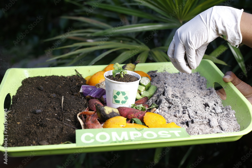 Compost and composted soil cycle as a composting pile of rotting ...