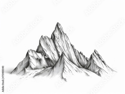 Pencil Sketched Majestic Mountain Range. Generative ai
