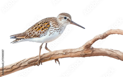 Perched Sandpiper: Branch Watch isolated on transparent Background