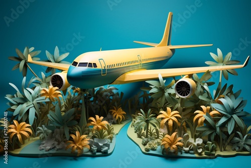 a model airplane on a tropical island