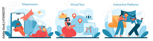 Virtual Tourism set. Seamless telepresence, engaging virtual tours