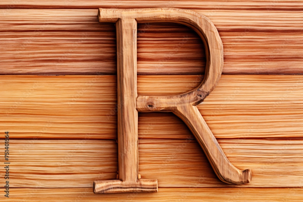 a wooden letter on a wood surface
