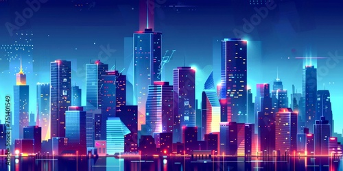 Neon Glow of a Cyberpunk Cityscape. Generative ai © Scrudje