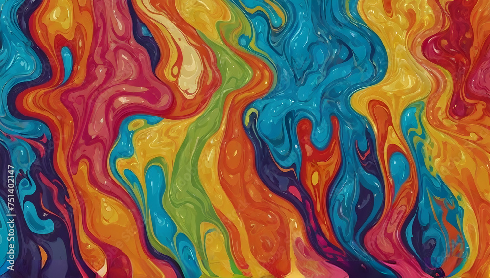 Obraz premium Abstract colorful liquid fluid flowing background. Seamless pattern wallpaper illustration background.