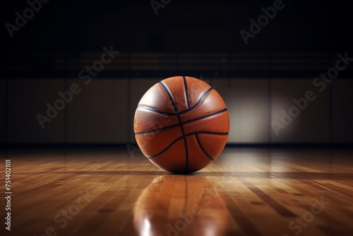 a basketball on a wooden floor