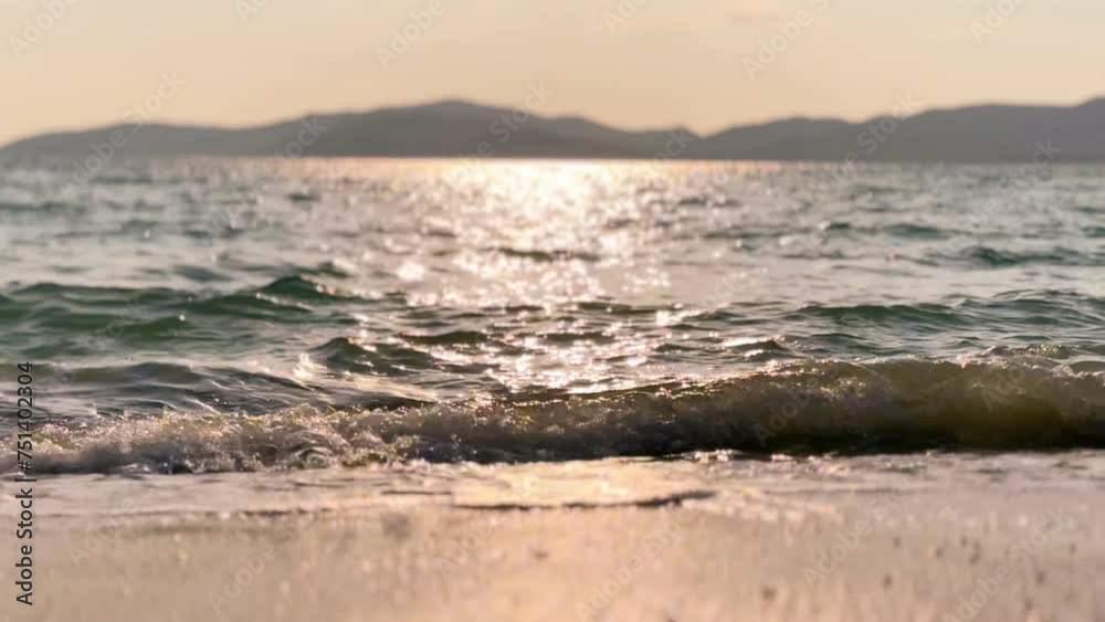 Sea and wave in sunset and island scenic of beach in Thailand. Sea and wave in sunset and island scenic of beach in Thailand.