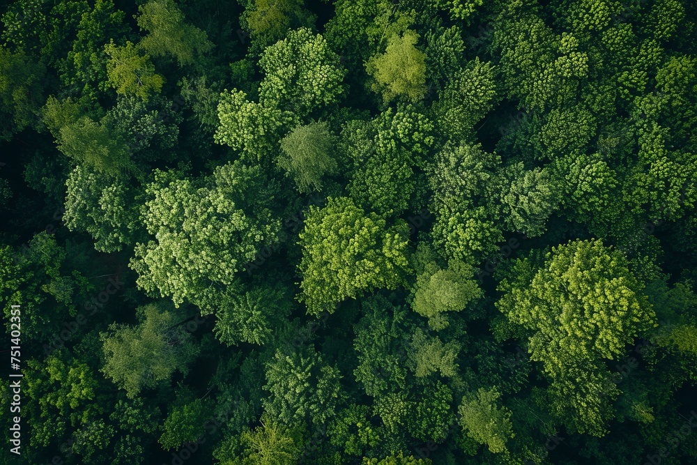 Aerial view of a lush green forest