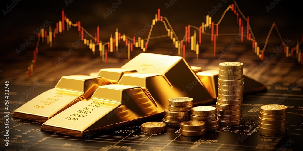 Rare metal, rare earth market value and fluctuation. Precious metal market concept. Gold and metallic bargraphs. Rare metal, rare earth market value and fluctuation. Precious metal market concept. Gold and metallic bargraphs.