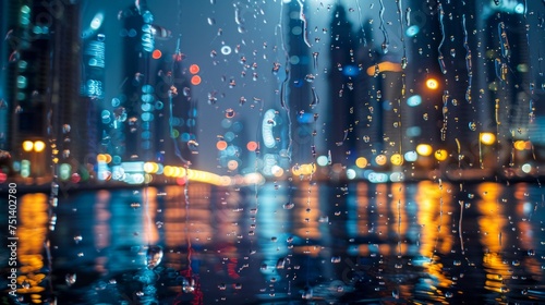 Rainy Evening in the City: Lights and Reflections. Generative ai © Scrudje