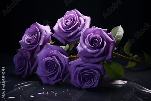 a group of purple roses