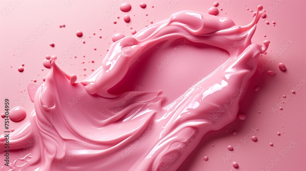 Liquid cream cosmetic smear texture with drops on pink background. Pink creamy beauty product close up. Liquid cream cosmetic smear texture with drops on pink background. Pink creamy beauty product close up.