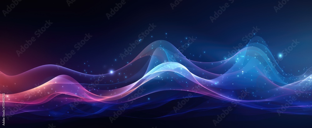 Digital data flow, wave with many dots and particles. Abstract dynamic wave background. Technology or science banner Digital data flow, wave with many dots and particles. Abstract dynamic wave background. Technology or science banner