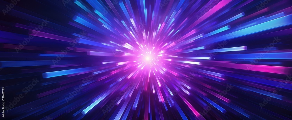 Abstract background with radial lines. Data flow with geometric concept, light tunnel. Explosion star.