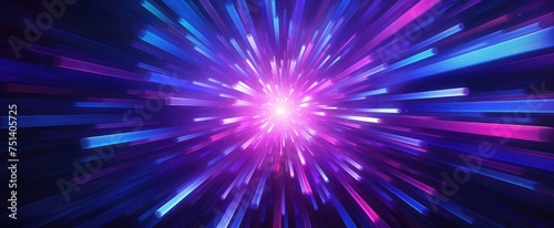 Abstract background with radial lines. Data flow with geometric concept, light tunnel. Explosion star.