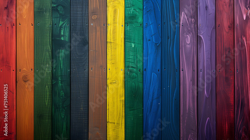 Rainbow wooden planks background. Colorful