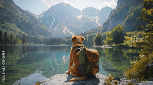 Outdoor Adventures: An image of pets exploring the great outdoors, whether it's hiking in the mountains, swimming in a lake, or enjoying a day at the beach, celebrating the spirit of adventure.