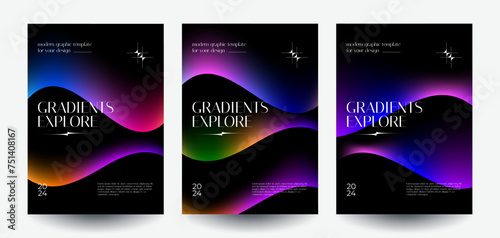 Modern abstract covers set. Retro gradient shapes composition. Futuristic design. Eps10 vector.