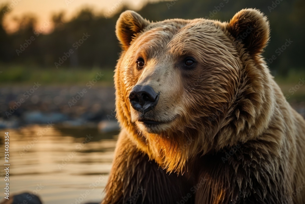 Focus shot of a honey bear at sunset Focus shot of a honey bear at sunset
