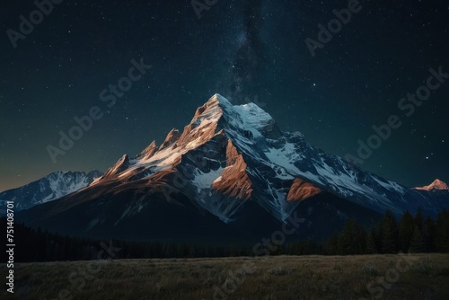 Imagine a starry night sky above a silent mountain