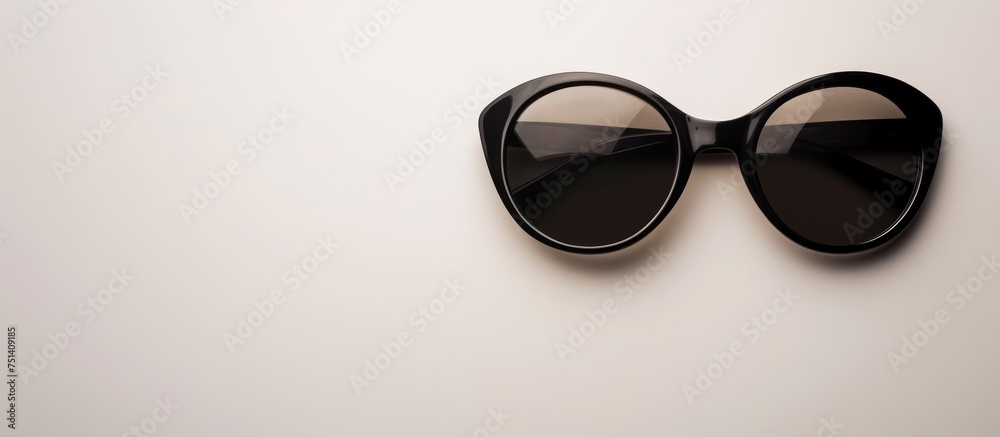 Fashionable sunglasses hanging stylishly on a rustic wooden wall Fashionable sunglasses hanging stylishly on a rustic wooden wall