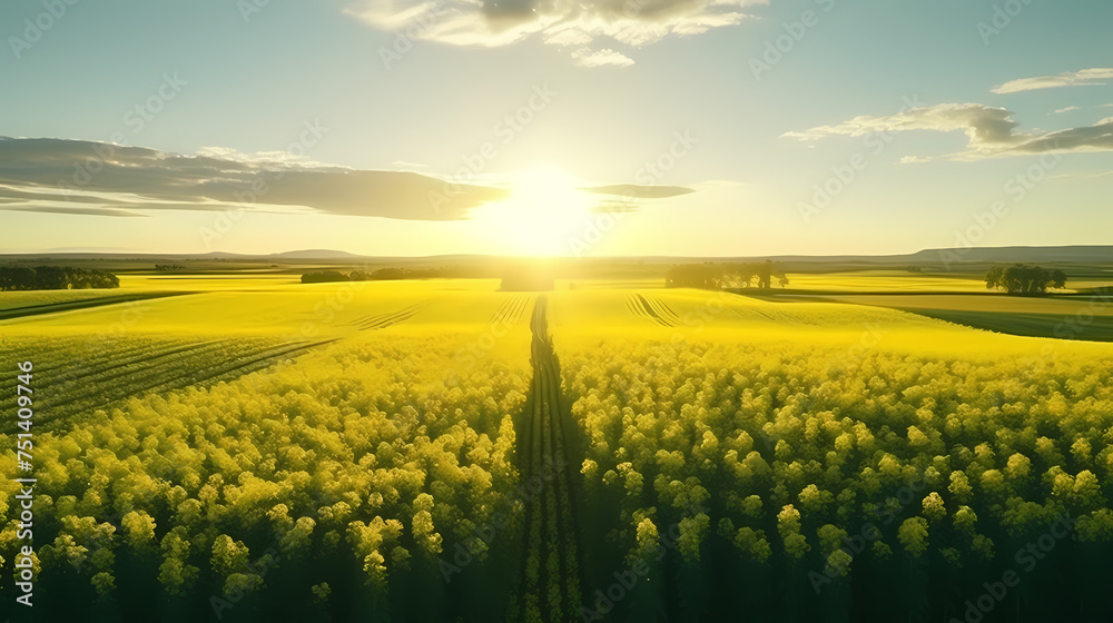 The vast fields of rapeseed flowers represent the beauty and vitality of nature