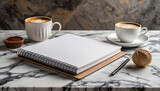 Elegant Still Life with Empty White Notebook and Coffee