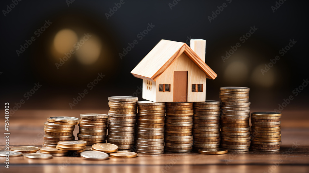 The mini house model on the table. Miniature real estate house for sale The mini house model on the table. Miniature real estate house for sale