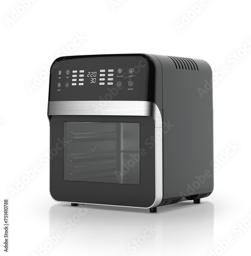 Obraz na płótnie new modern ai high technology luxury beautiful electronic product design air fryer black square machine for bake cook fried skew on white background for house kitchen and restaurant w salonie