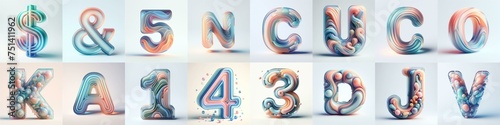 pastel colors blend glass 3D Lettering Typeface. AI generated illustration