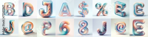 pastel colors blend glass 3D Lettering Typeface. AI generated illustration