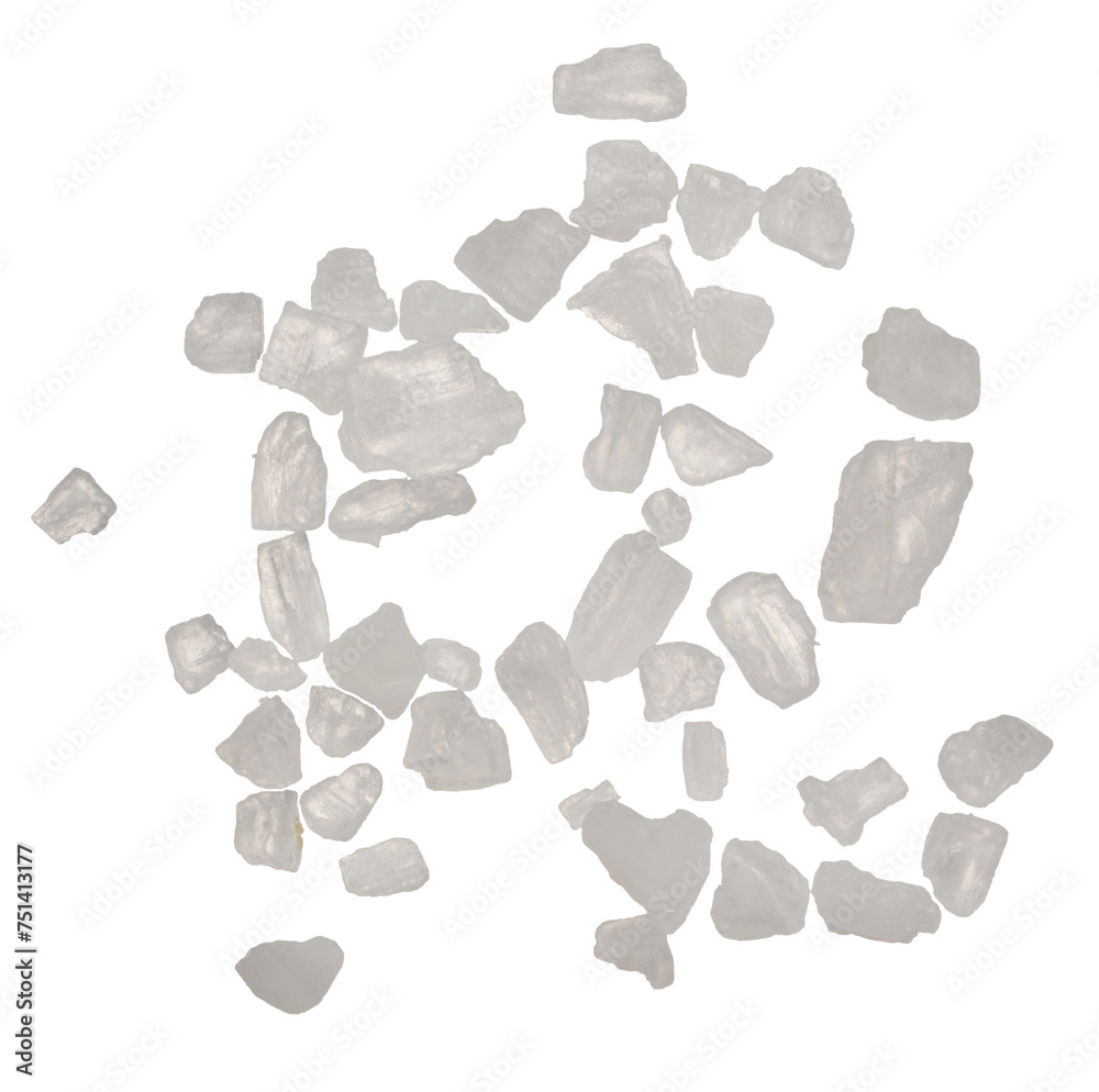 White salt crystals on an isolated background - obrazy, fototapety, plakaty 