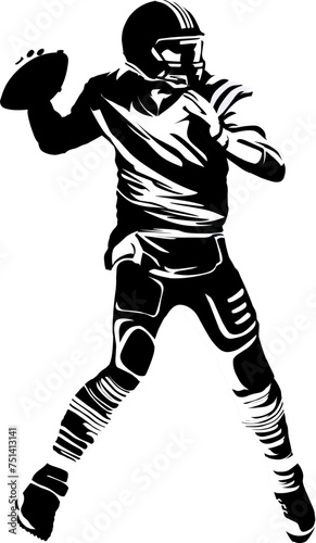 Simple Black and White Vector Design Illustration of Rugby Player