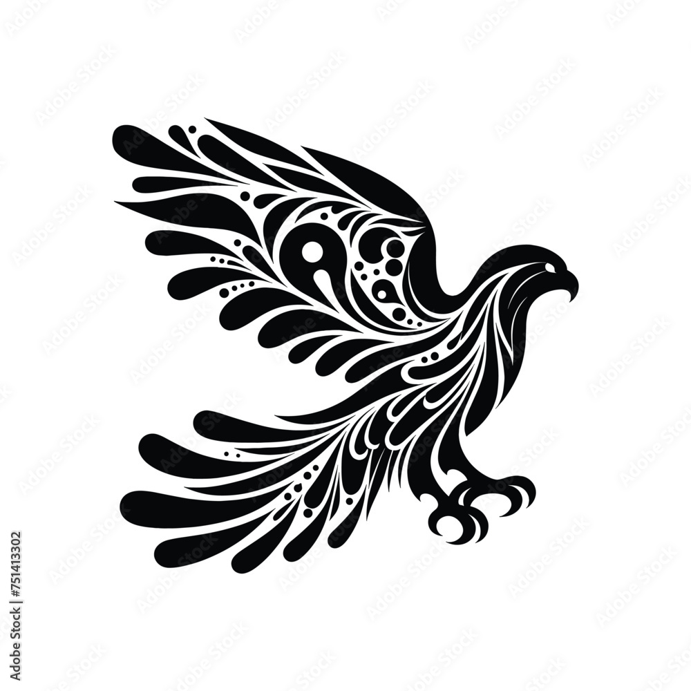 Obraz premium Minimalist Elegance Vector Illustration of Silhouetted Falcon Symbol Logo Icon