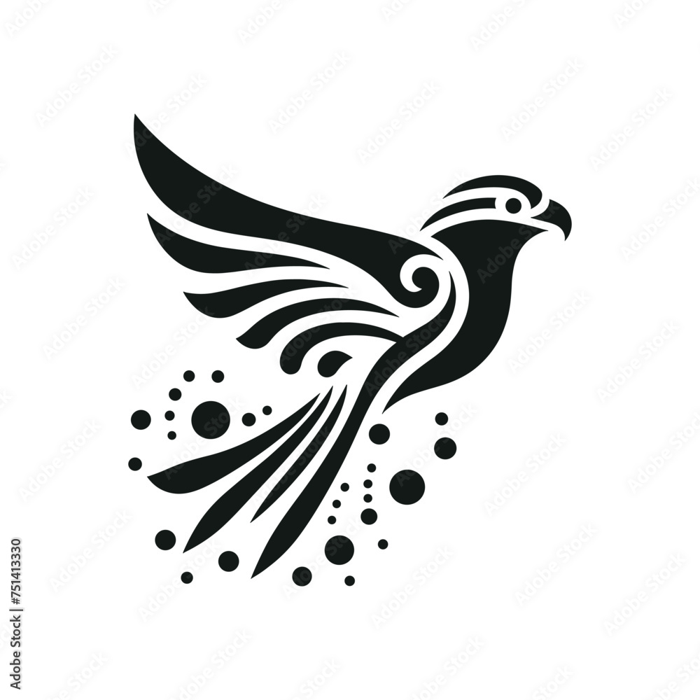 Fototapeta premium Falcon Tattoo Logo Clean and Creative Silhouette Symbol Vector Illustration