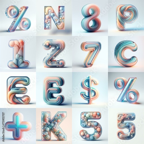 pastel colors blend glass 3D Lettering Typeface. AI generated illustration