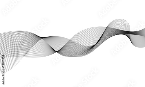 Abstract wavy grey stream element for design on transparent background isolated. Wavy white and grey lines background. Abstract business wave curve lines background. Vector illustration.