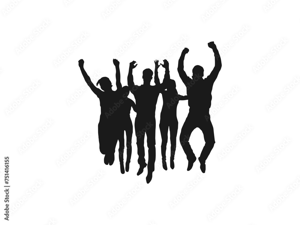 people raising hand silhouettes. Cheering crowd at a concert. People raising hand at the concert. People raising hand at the concert design template in flat style. isolated on white background.