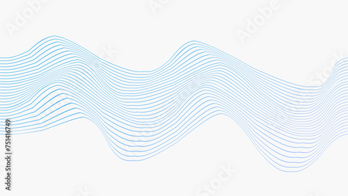 ABSTRACT COLORFUL WAVY LINES PATTERN GRADIENT BLUE COLOR BACKGROUND. COVER DESIGN, POSTER, MUSIC, SCIENCE,WIND, OCEAN
