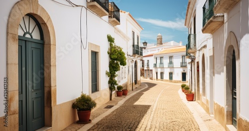 A Journey Down the Streets of the Old Town  Flanked by Elegant White Houses
