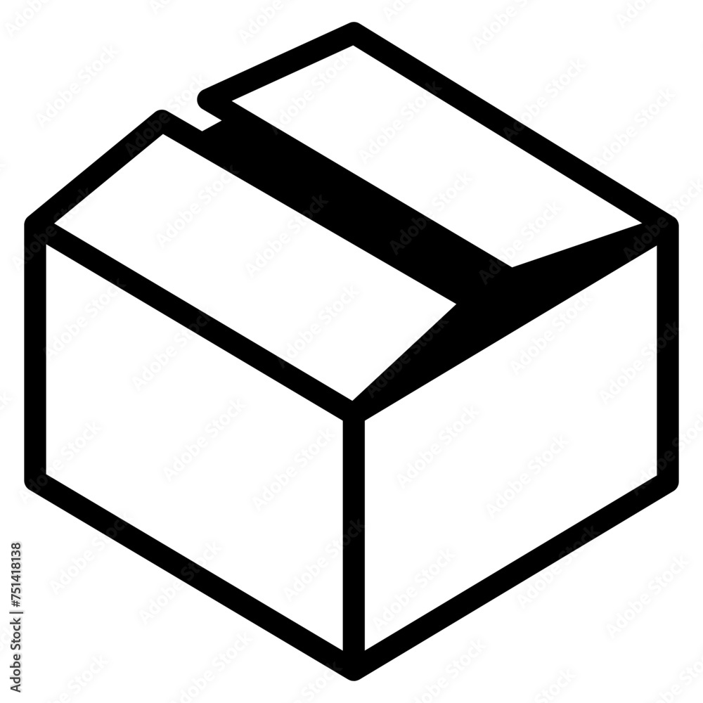 Box icon. Empty open shipping box or unboxing. Carton boxes icon. Stock vector. Vector illustration.