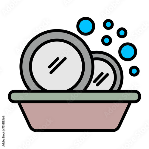   Washing Dishes line filled icon