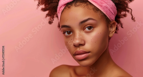 Beautiful young afro american woman  clean fresh skin, 
